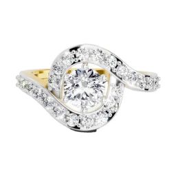 Sparkles Yellow Gold Lab Grown 23 Diamond 14KT 1.29ct Round Ring For Women-picture-18