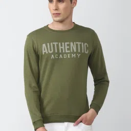Van Heusen Green Slim Fit Printed SweatShirt image 1