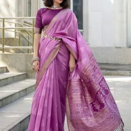 Satrani Lavender Rayon Woven Saree With Unstitched Blouse image 1