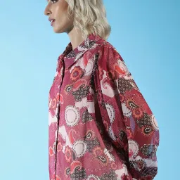 Only Maroon Printed Shirt image 3