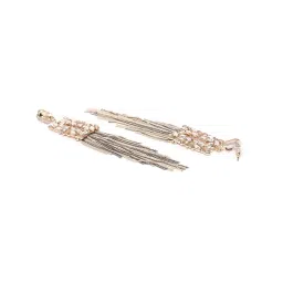 YouBella Crystal Tassel Handmade Golden Brown & Grey Dangler Earrings for Women image 3
