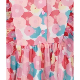 Peter England Kids Pink Printed Full Sleeves Dress image 3