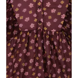 Peter England Kids Maroon Floral Print Full Sleeves Dress image 3
