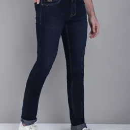 Cantabil Dark Blue Regular Fit Lightly Washed Jeans image 3