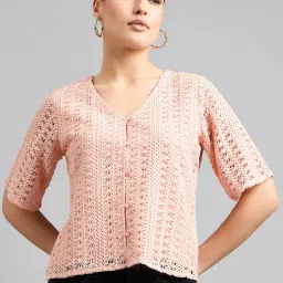 Style Quotient Peach Cotton Regular Fit Top image 1