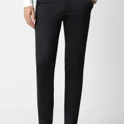 Van Heusen Black Slim Fit Texture Trousers image 1