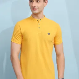 Cloak & Decker by Monte Carlo Yellow Regular Fit Henley T-Shirt image 1