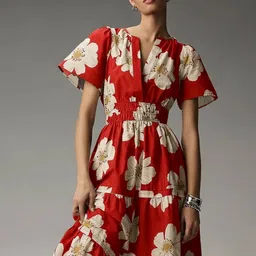 The Roadster Lifestyle Co Printed A-Line Midi Dress-image-69