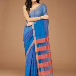 Fabindia Blue Woven Saree image 1