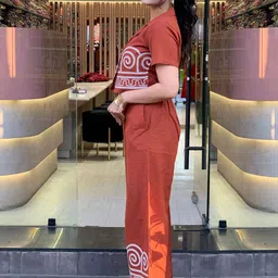 KALINI Printed Shirt Collar Top With Trousers Co-Ords Set image 2