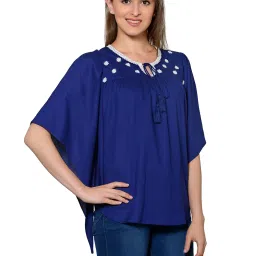PATRORNA Royal Blue Embroidered Top image 3