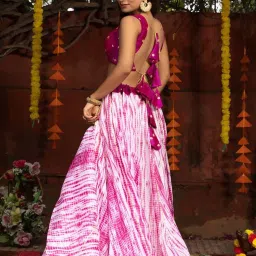 Indi Inside Purple Printed Unstitched Lehenga Choli Set With Dupatta image 3