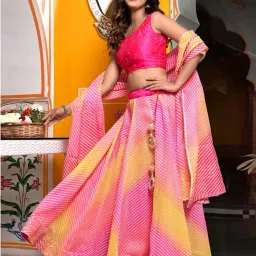 Indi Inside Pink Printed Unstitched Lehenga Choli Set With Dupatta image 3