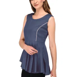 PATRORNA Dark Grey Regular Fit Peplum Top image 3