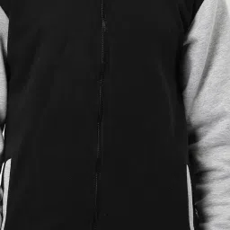 Campus Sutra Black & Grey Cotton Regular Fit Colour Block Jacket image 3