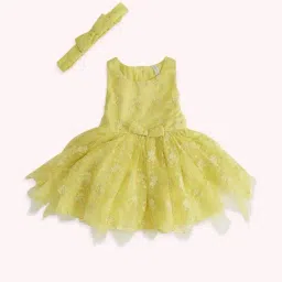 Pantaloons Baby Yellow Cotton Self Pattern Dress-picture-34