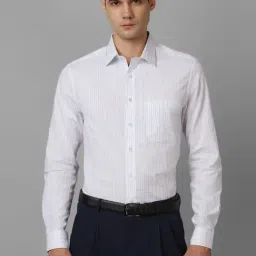 Louis Philippe White Cotton Slim Fit Striped Shirt-picture-38