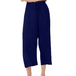 PATRORNA Royal Blue Cotton Blend Regular Fit Mid Rise Capris-picture-15