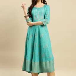 Rangita Green Embroidered Anarkali Kurta-image-1