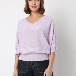 Vero Moda Lavender Striped Pullover image 1
