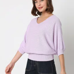 Vero Moda Lavender Striped Pullover image 3