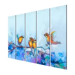 999Store Printed Blue MDF 5 Panels Wall Art image 3