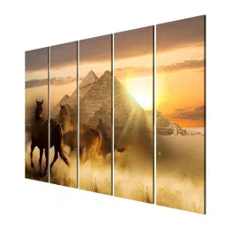 999Store Printed Brown MDF 5 Panels Wall Art image 3