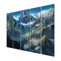 999Store Printed Multicolor MDF 5 Panels Wall Art image 3