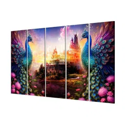 999Store Printed Multicolor MDF 5 Panels Wall Art image 3
