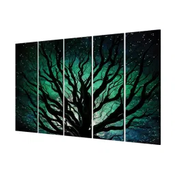 999Store Printed Green MDF 5 Panels Wall Art image 3