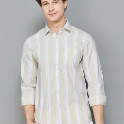 Fame Forever by Lifestyle Beige Regular Fit Striped Shirt image 1