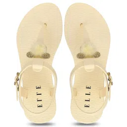 Elle Women's Beige T-Strap Sandals image 1