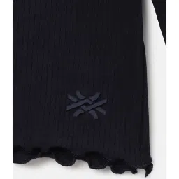 United Colors of Benetton Kids Black Textured Full Sleeves T-Shirt image 3