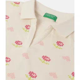 United Colors of Benetton Kids Cream Printed T-Shirt image 3