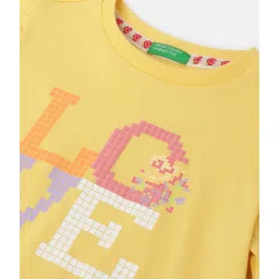 United Colors of Benetton Kids Yellow Printed T-Shirt image 3