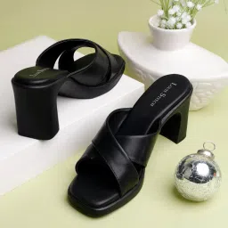 Louis Stitch Women's Black Cross Strap Sandals image 1