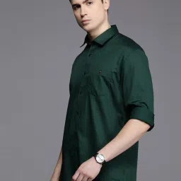 Louis Philippe Jeans Green Cotton Regular Fit Shirt image 3