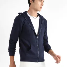 Campus Sutra Blue Cotton Regular Fit Hooded Sweatshirt image 3
