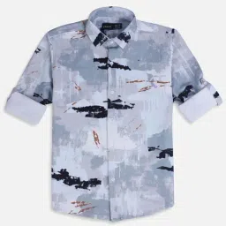 Cavio Boys Grey Printed Full Sleeves Shirts-image-46