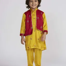 VASTRAMAY Boys Mustard Kurta And Pyjama Set image 1