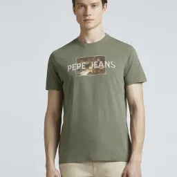 Pepe Jeans Safari Green Cotton Slim Fit Printed T-Shirt-picture-32