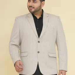 John Pride Beige Regular Fit Striped Blazer image 1