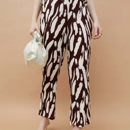 Fame Forever By Lifestyle Brown Regular Fit Printed Trousers image 1