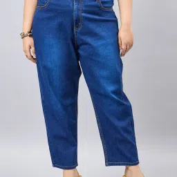 Style Quotient Dark Blue Cotton Regular Fit High Rise Jeans image 1