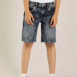 Indian Terrain Kids Blue Washed Shorts-image-0