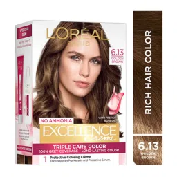 L'Oreal Paris Excellence Creme Hair Color 6.13 Golden Brown - 72 ml + 100 gm image 1
