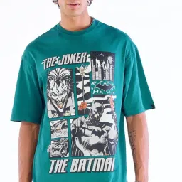 Bewakoof Green Cotton Loose Fit Graphic T-Shirt-image-70