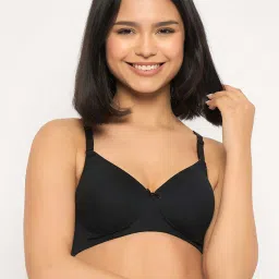 Clovia Black Cotton Regular Fit Bra image 1