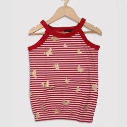 NINS MODA Kids Red & White Embellished Top-picture-16