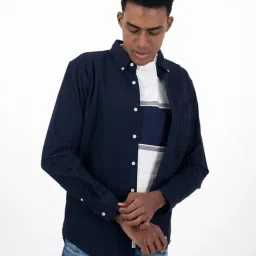 American Eagle Outfitters Navy Cotton Regular Fit Shirt-image-18